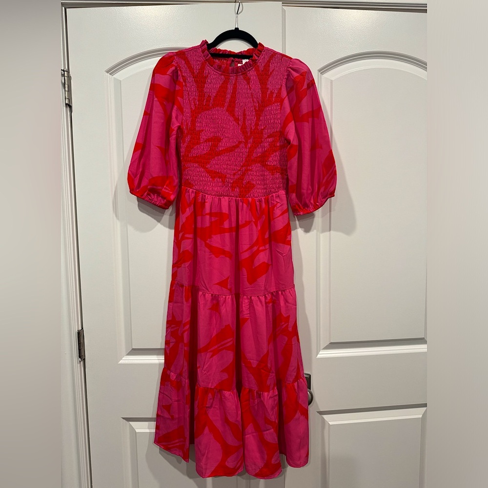 Sugarlips Gemini Print Smocked Midi Dress